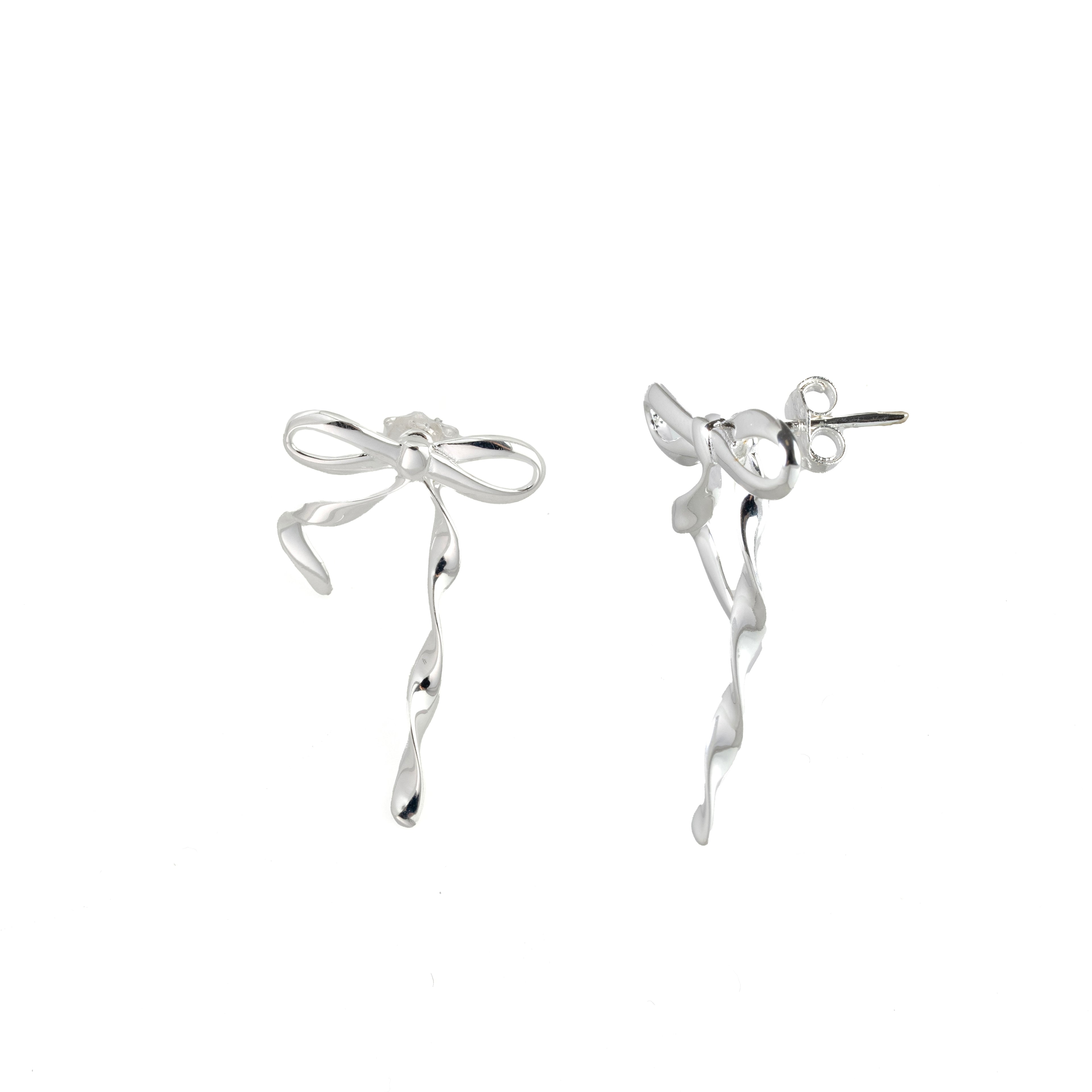 Tied Apart - Twisted Sterling Silver Bow Earrings
