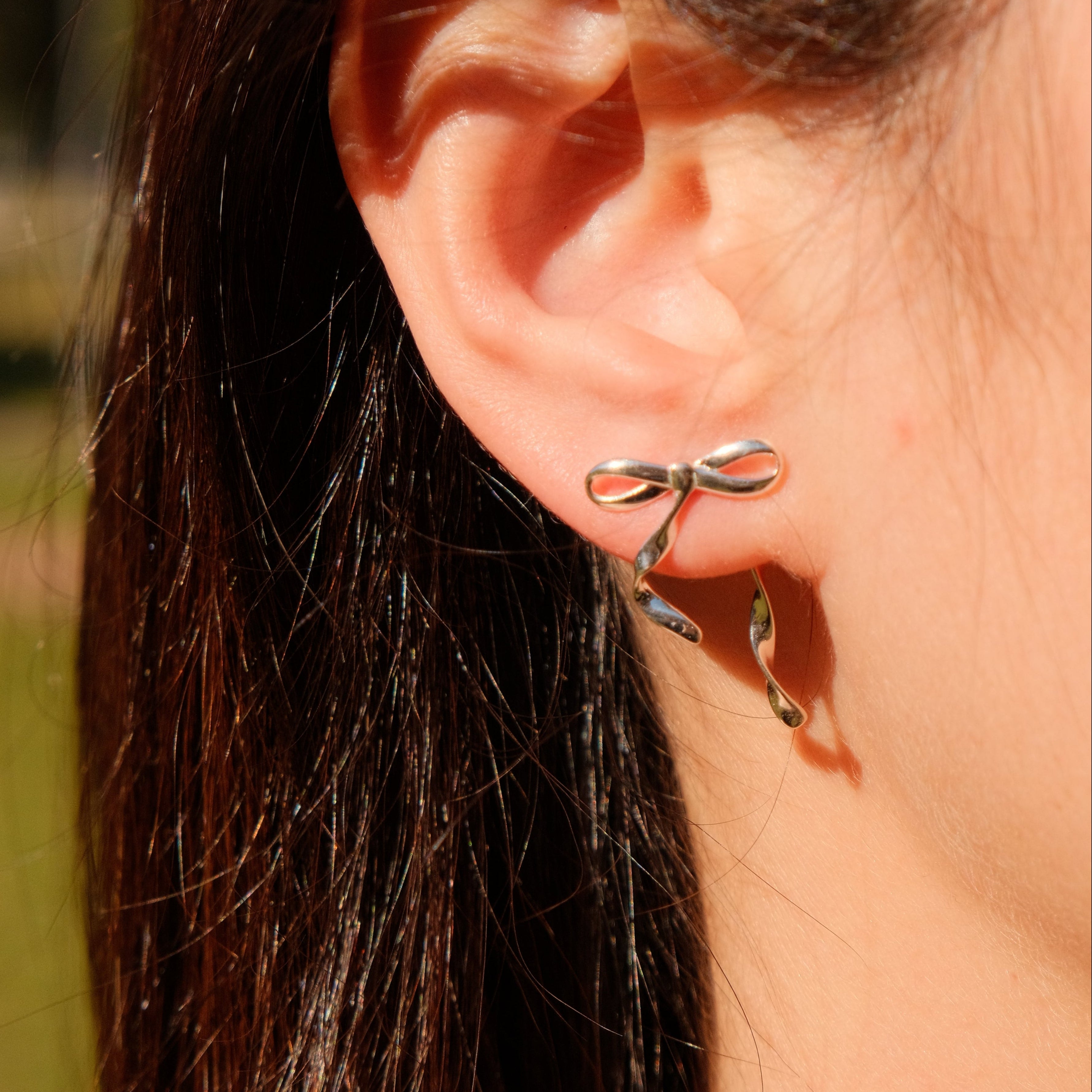 Tied Apart - Twisted Sterling Silver Bow Earrings