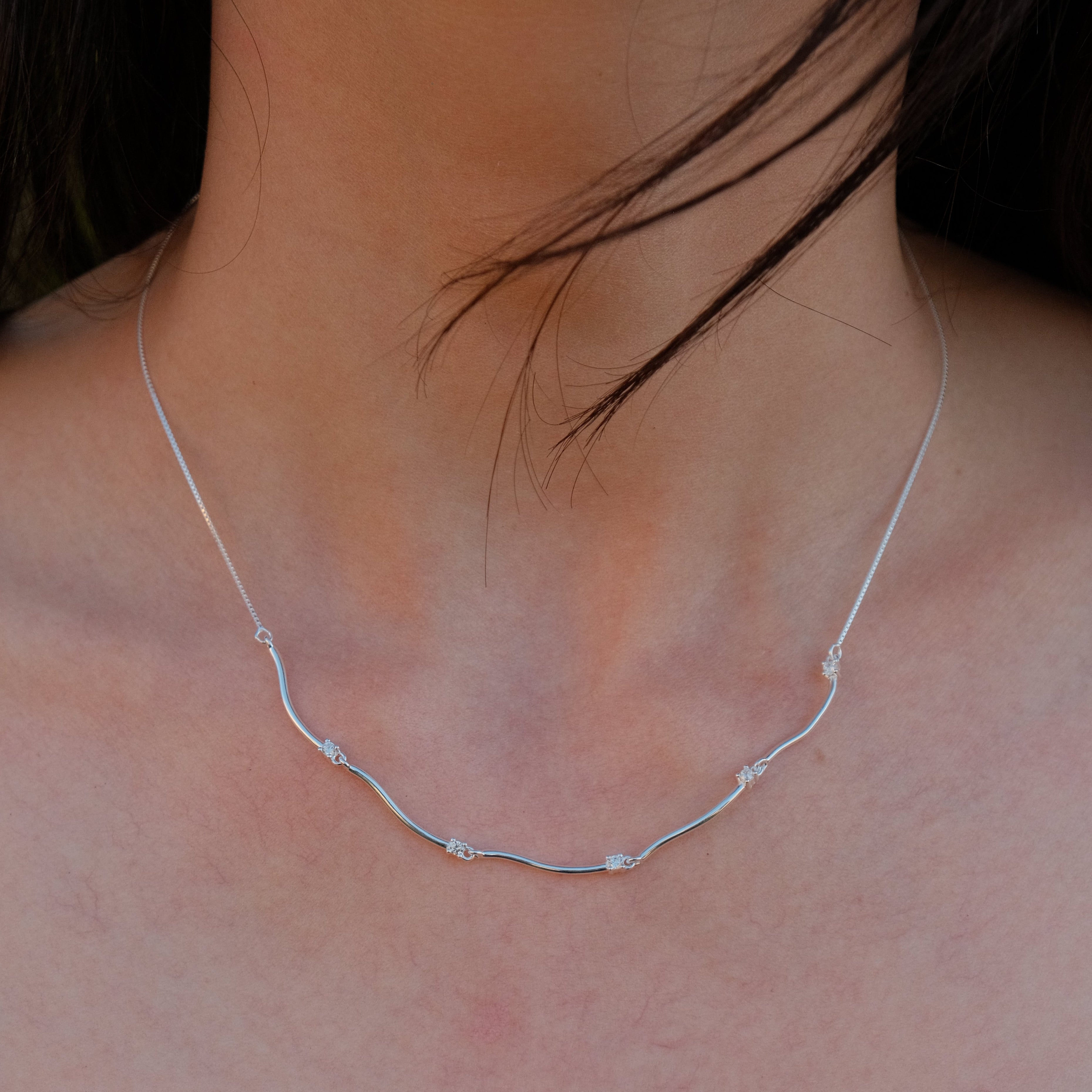 Celestial Thread - Zirconia Sterling Silver Necklace
