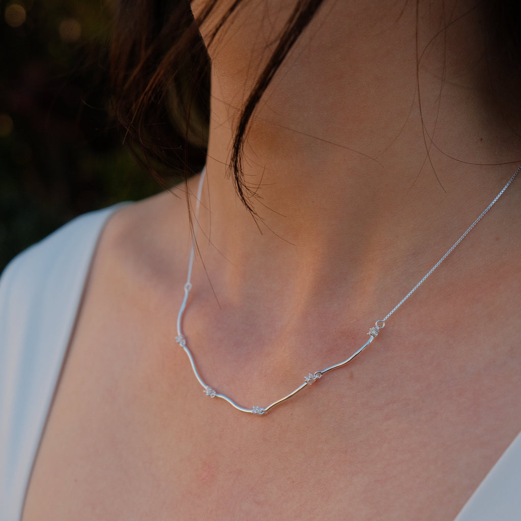 Celestial Thread - Zirconia Sterling Silver Necklace