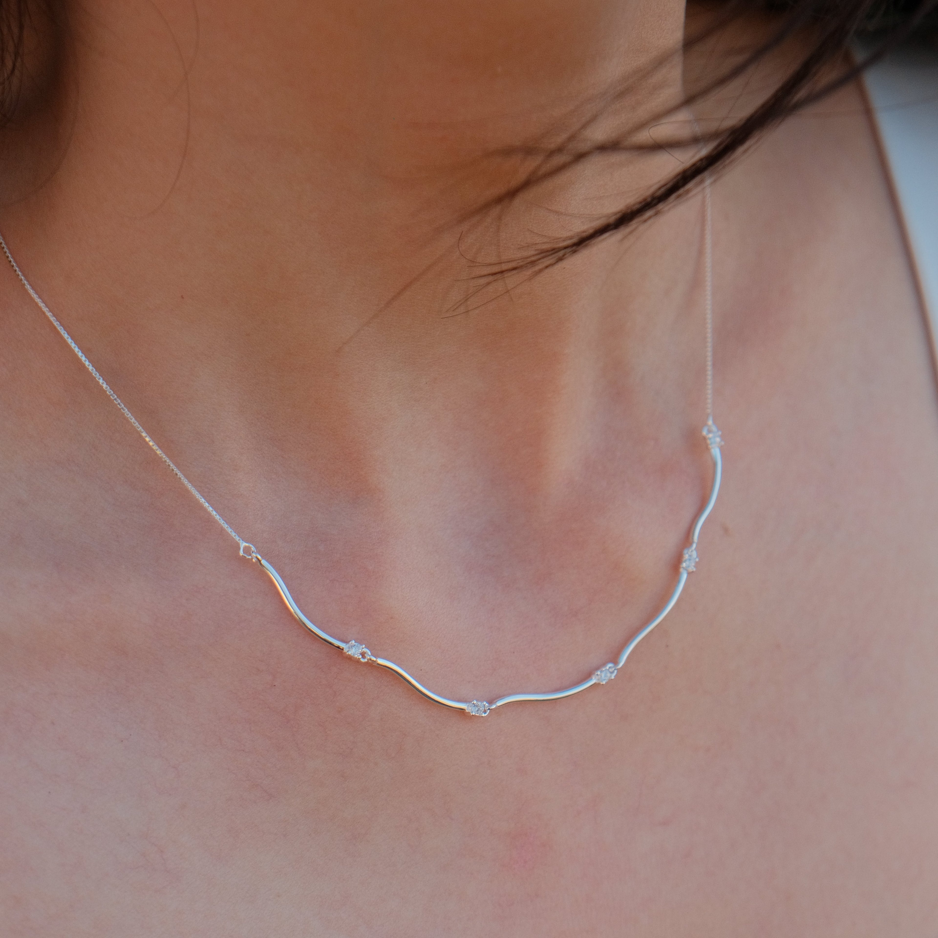 Celestial Thread - Zirconia Sterling Silver Necklace