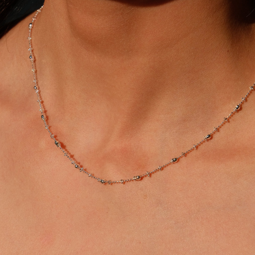 Poem Dust - Beaded Sterling Silver Necklace