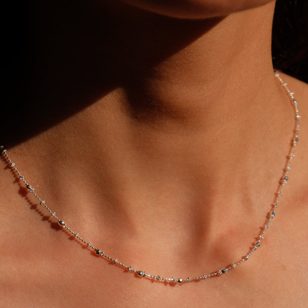 Poem Dust - Beaded Sterling Silver Necklace