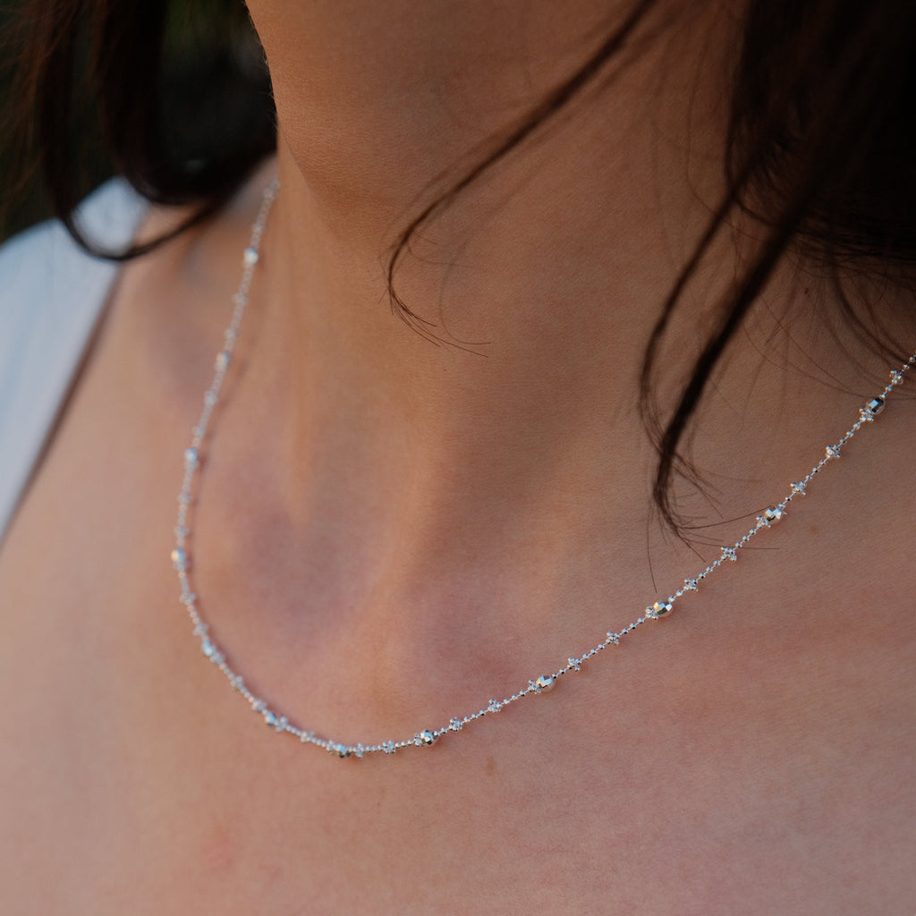 Poem Dust - Beaded Sterling Silver Necklace